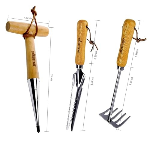 Garden Tool Set, Made by Real Ash Wood Handle and Thicken 3 Pcs Tools
