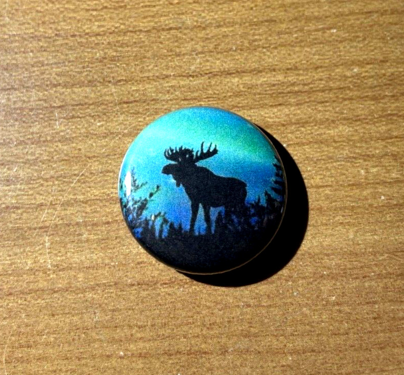 Cool Moose Pin Button Nature Moose In The Forest Backpack Jacket Pin 1” 29-4