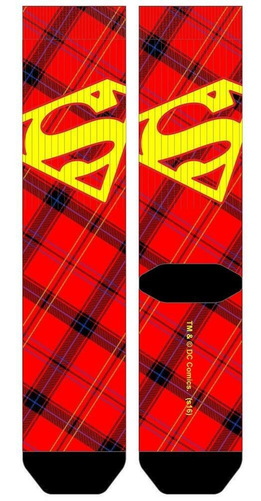 Superman Plaid Dress Crew Socks