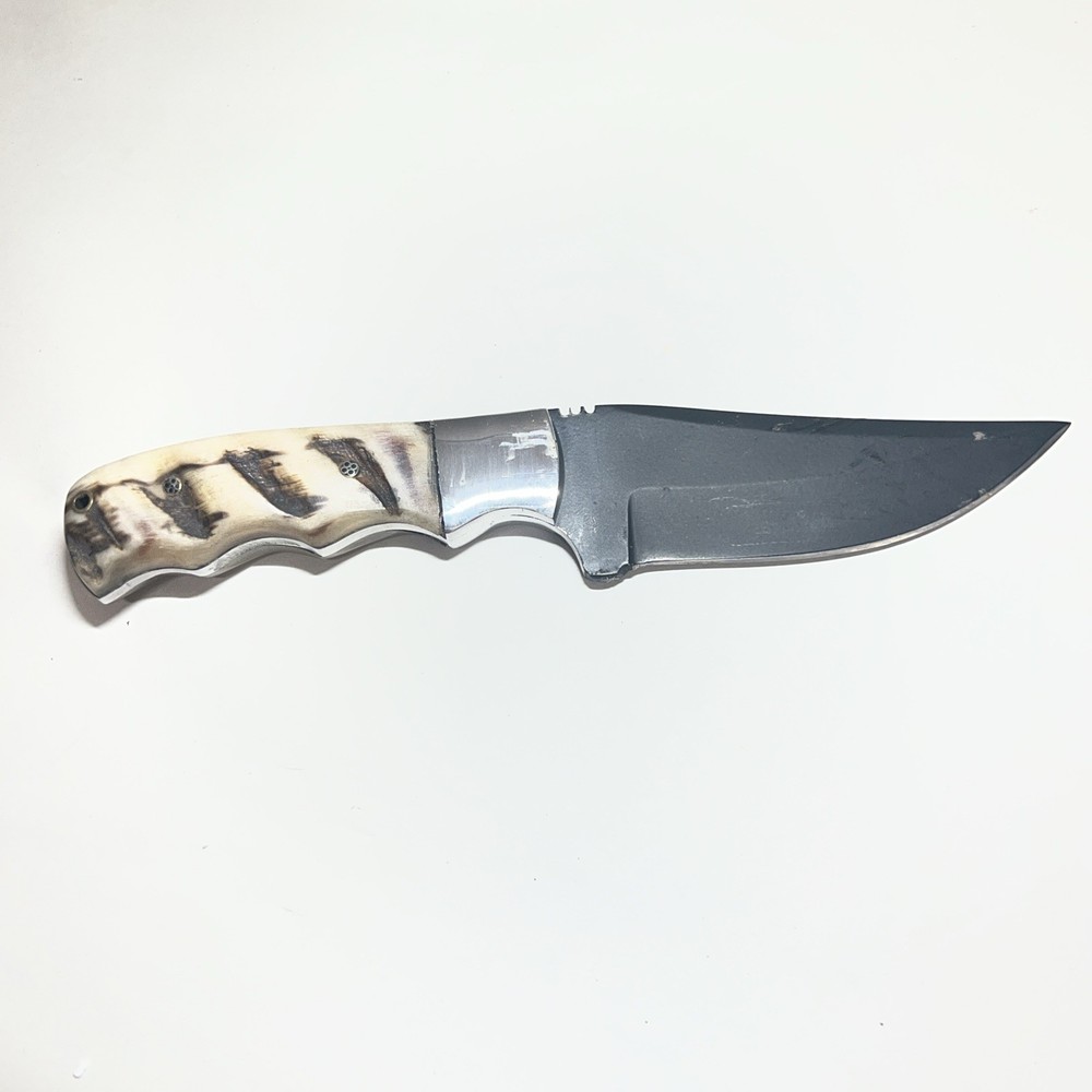 Custom 8.5”Fixed Knife w/ Bone Handle W/Leather Sheath