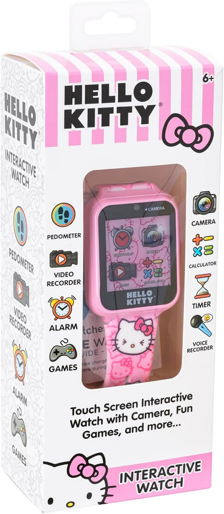 Hello Kitty Kids Smartwatch - Interactive Touchscreen with 10 Watch Faces, Camer
