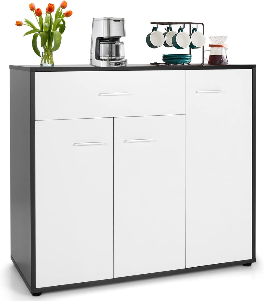 Buffet Sideboard Storage Cabinet, White Kitchen Sideboard with Spacious Table To