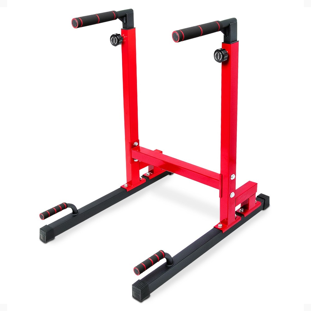 BalanceFrom Multi-Function Home Gym Exercise Dip Stand, 500lb Capacity, Red