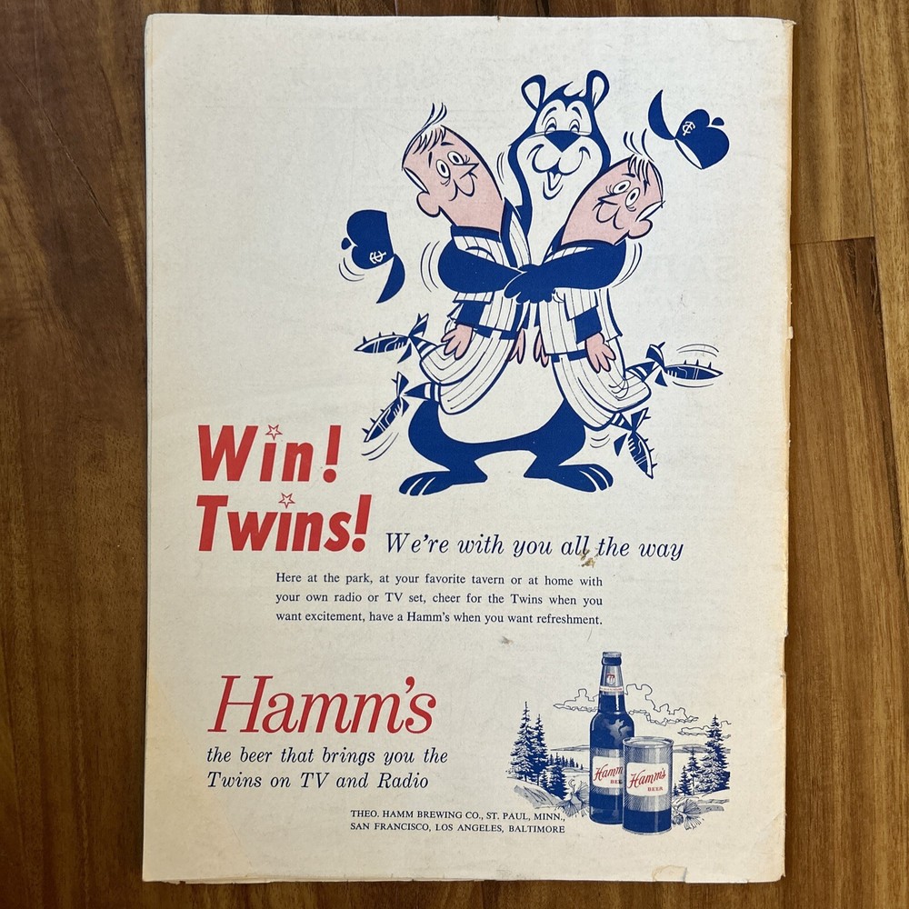 1961 Minnesota Twins First Home Game Series Program v Senators - Scored