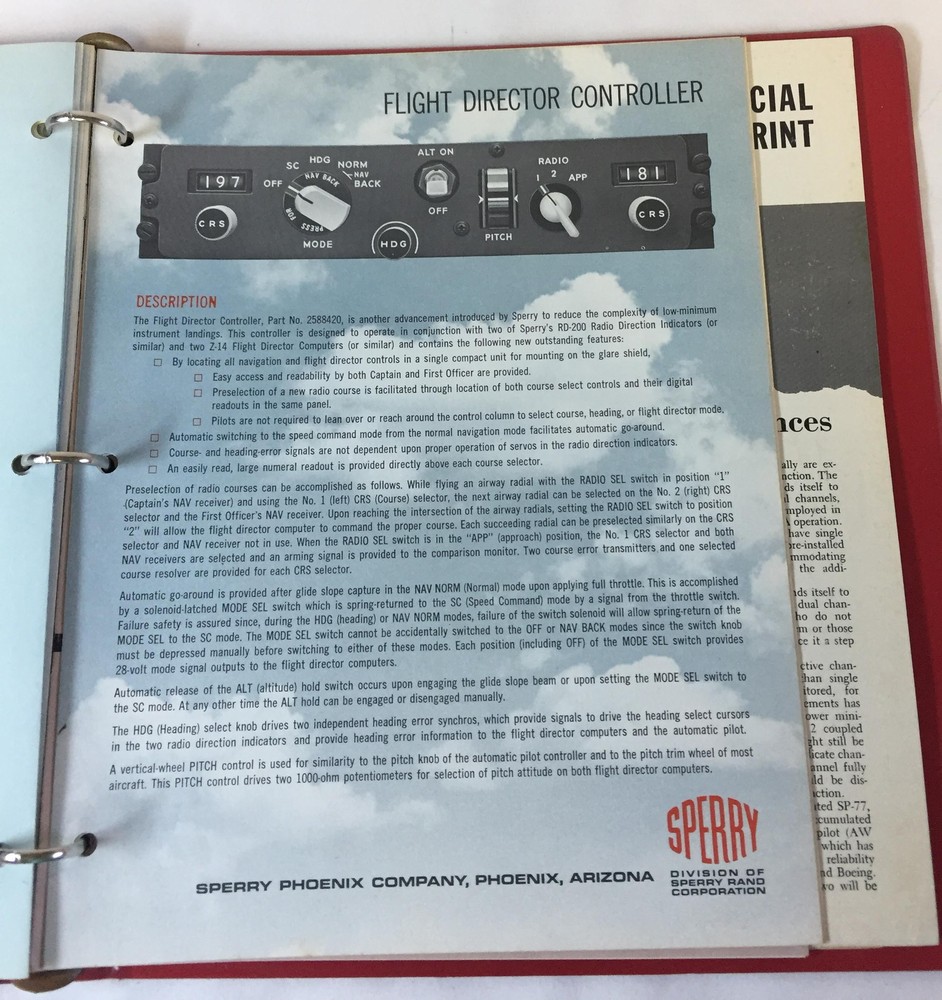 1965 SPERRY INSTRUMENT SYSTEMS binder with multiple promo pieces