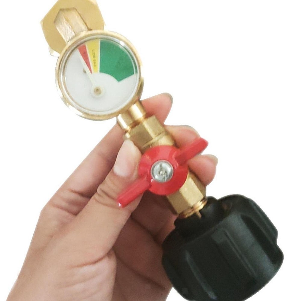 Propane Refill Adapter Quick Refill with Three Colors Gauge
