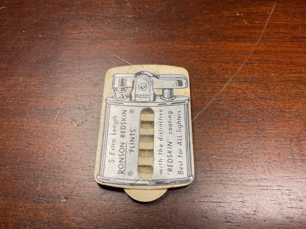 Vintage WWII Era Grapic Ronson Lighters Flints Container Empty With View Spot