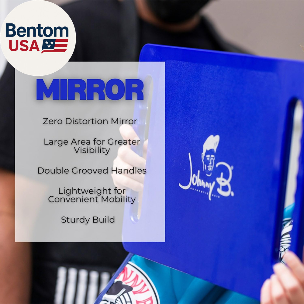 . Large Handheld Lightweight Rectangular Mirror with Double Handle for Barbers,