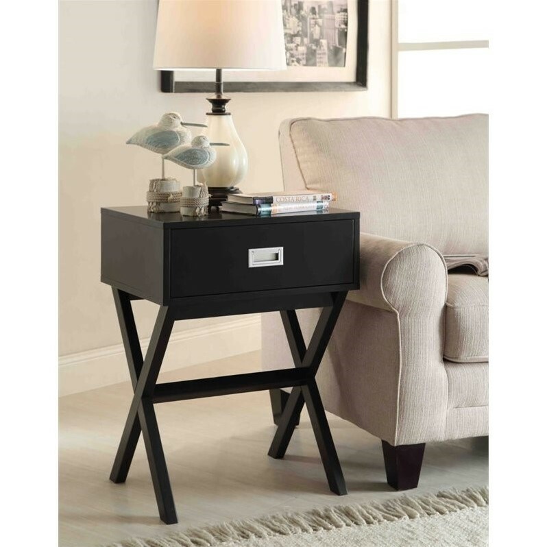 Pemberly Row End Table in Black Wood Finish