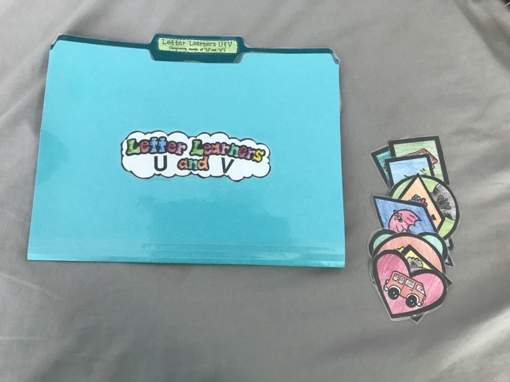 Letter Learners U&V PreK File folder teacher game resources