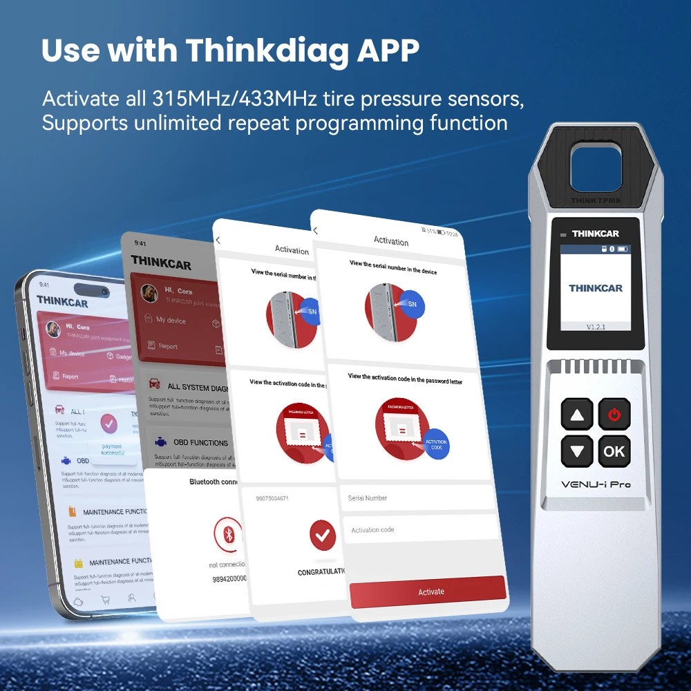 THINKTPMS VENU iPro Car Sensor Relearn Tool TPMS Activate/Programming Tire Reset