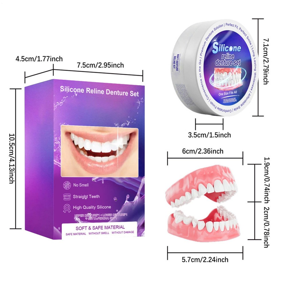 Denture Reliner Repair Kit,User-Friendly Silicone Cushion for Denture Refitting`