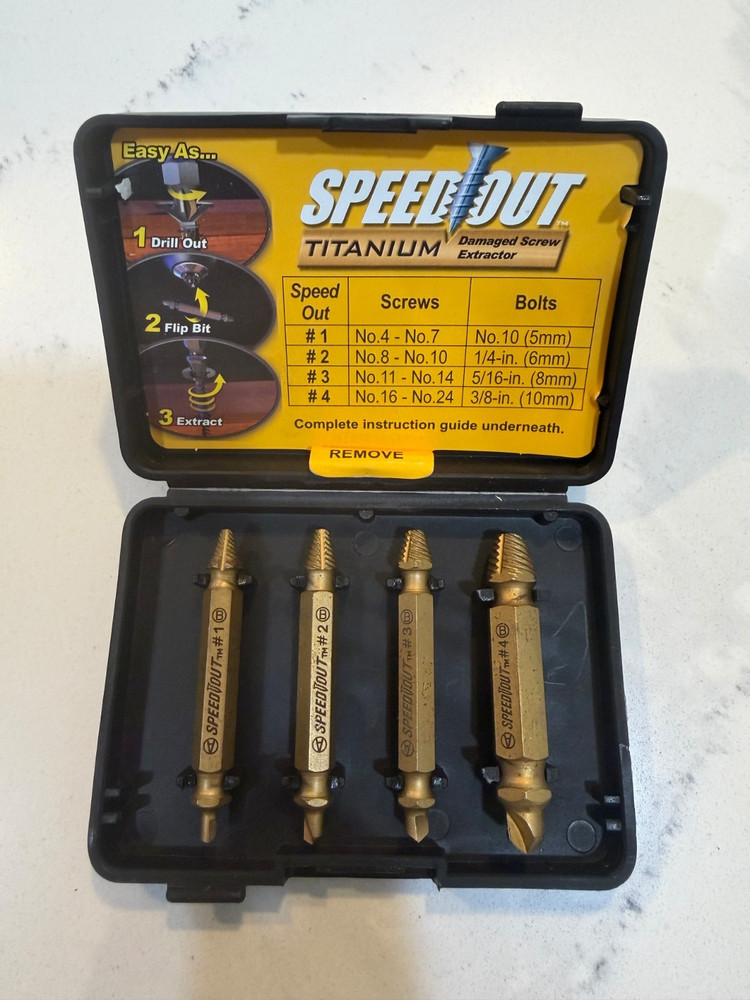 Speed Out Titanium 4PC Damaged Screw Extractor Set