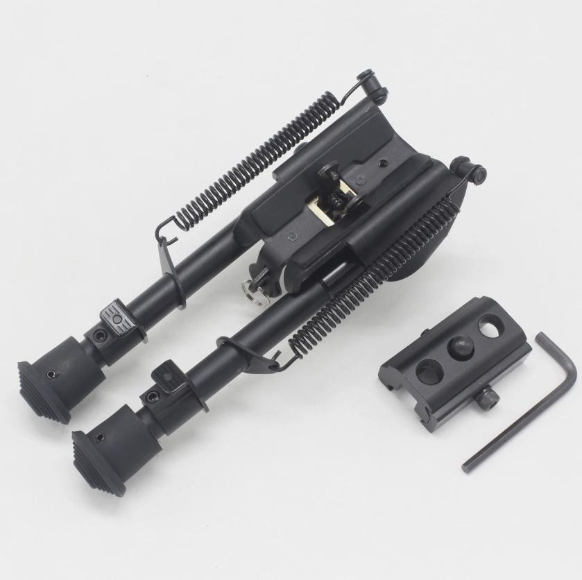 6-9" Harris Style Rifle Bipod Adjustable Spring Return with Adapter For Hunting