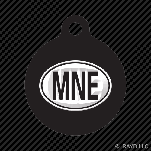Montenegro Oval Keychain Round with Tab engraved many colors country code MNE