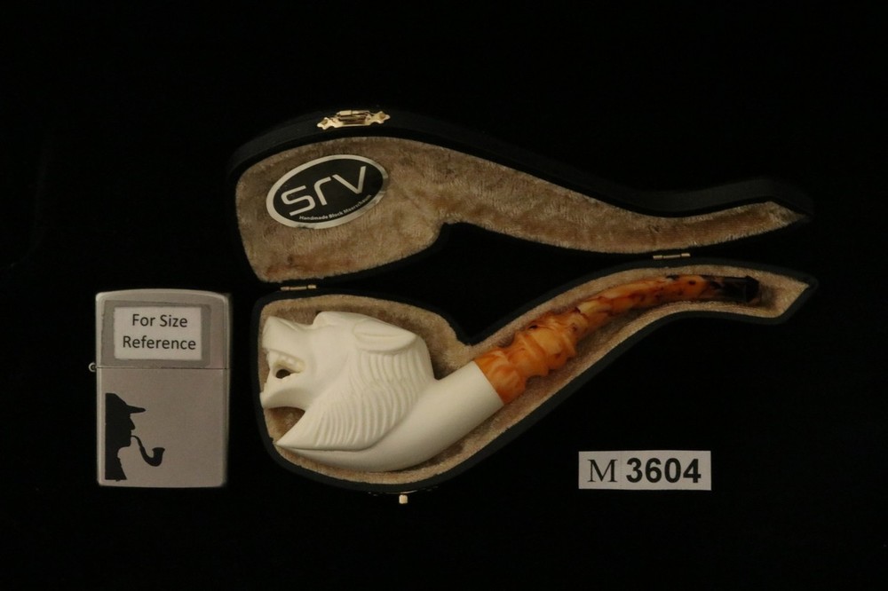 srv - Wolf Block Meerschaum Pipe with fitted case M3604