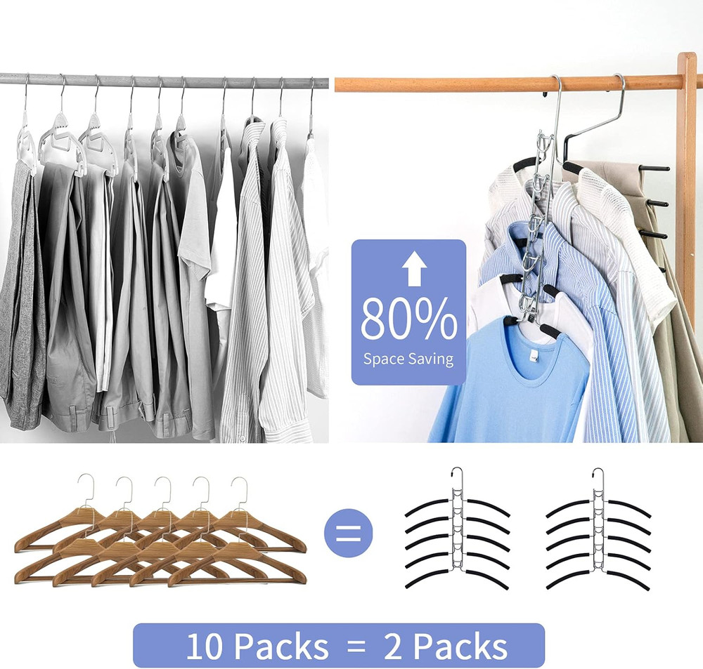 No Shoulder Bump Multiple Sweater Coat Clothes Hangers,Multi Layers Space Saving