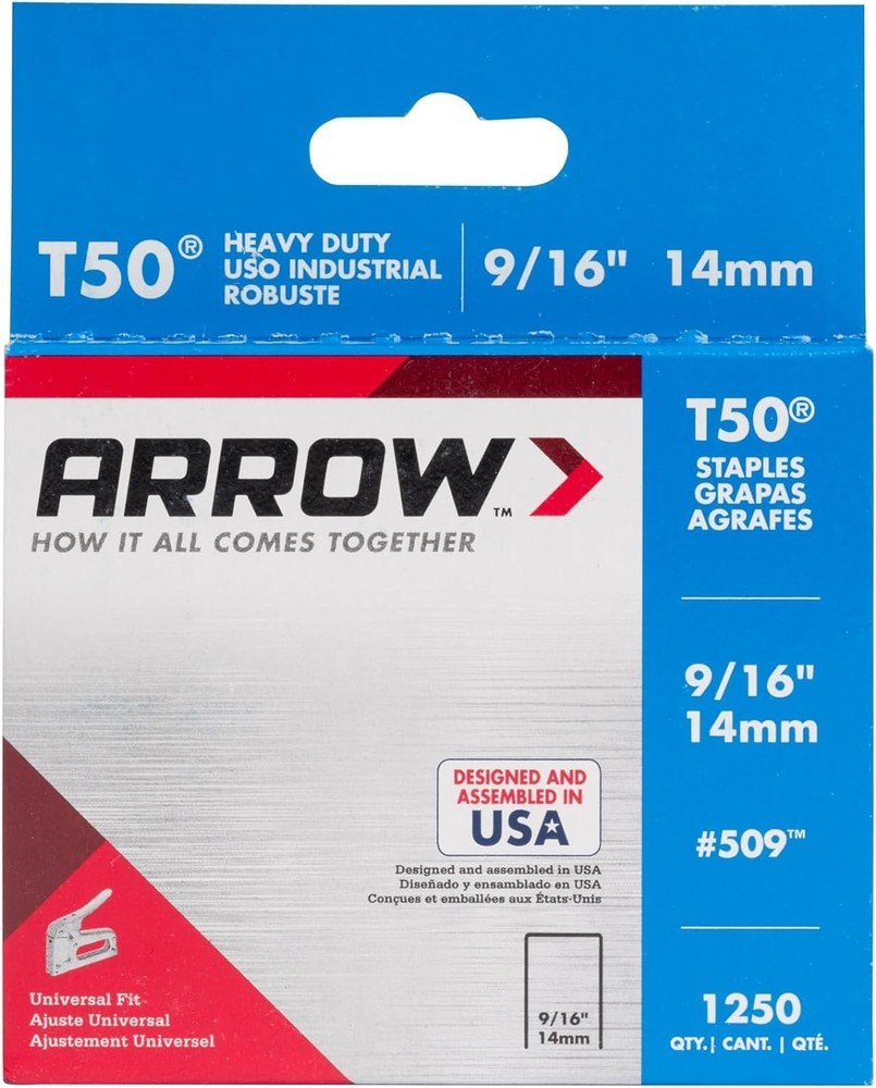 Arrow T50 9/16" Staples, 1250 Count