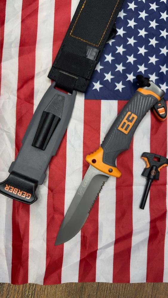 Gerber Bear Grylls Ultimate Survival Knife Fixed Blade, Fire Starter, Sharpener