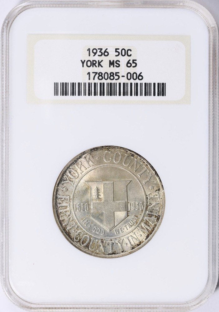 1936 York Commemorative Silver Half Dollar NGC MS 65 OH