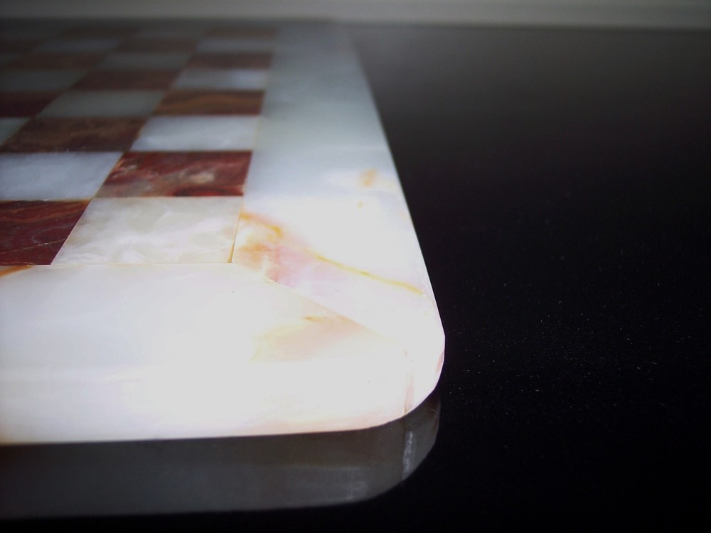 CHESS GAME CARVED ONYX RARE + MARBLE CHESSBOARD