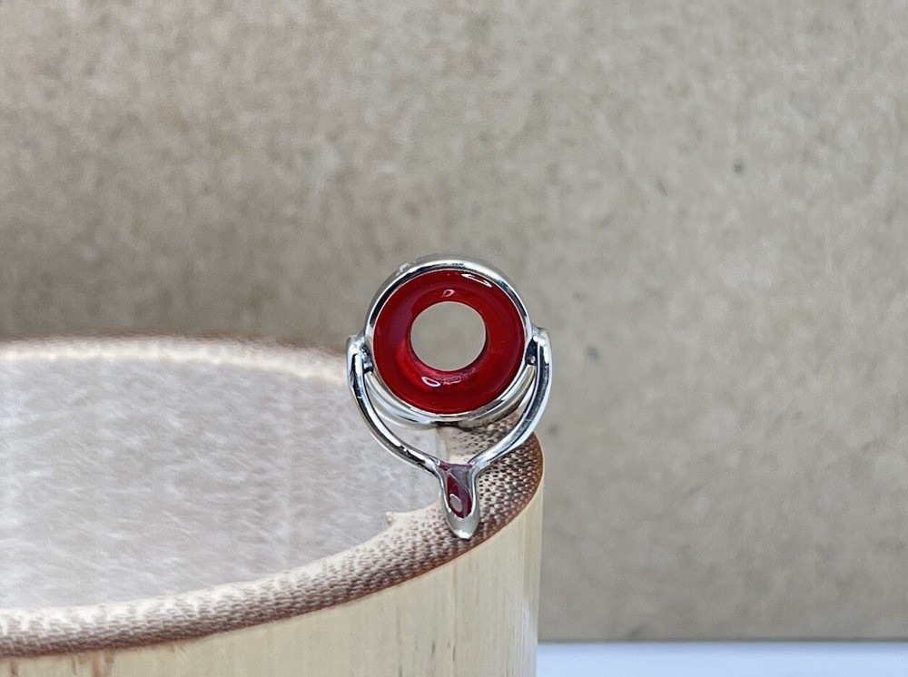 9mm Fly Rod Stripping Guide Red Agatine / Bright Nickel Silver Frame