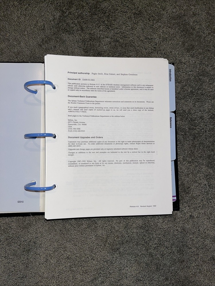 Sybase, Open Client DB-Library/C Reference Manual, Vintage 1992