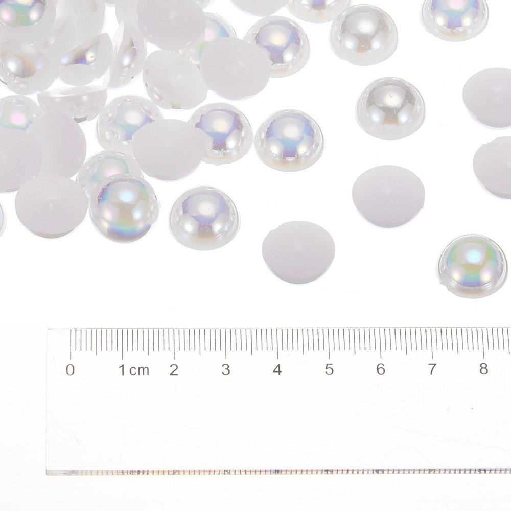 300pcs Flatback Pearls 14mm ABS Plastic Half Round Dome Pearls, Bright White