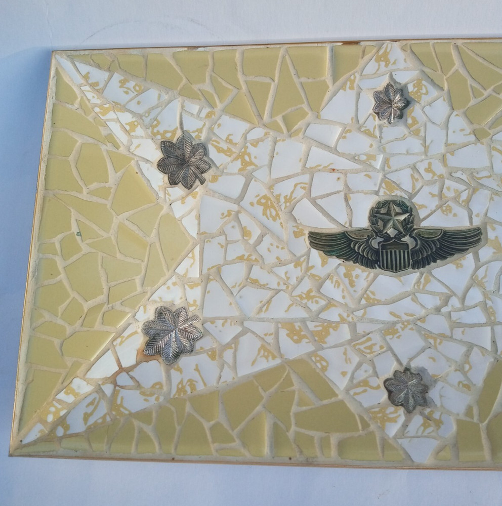 George Briard Tiled Tray 12" x 7" featuring Airforce silver tags