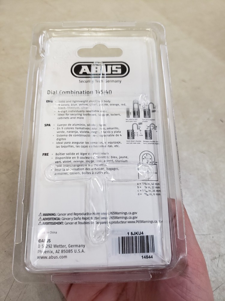 Abus 145/40 Red Combination Padlock, Side, Red