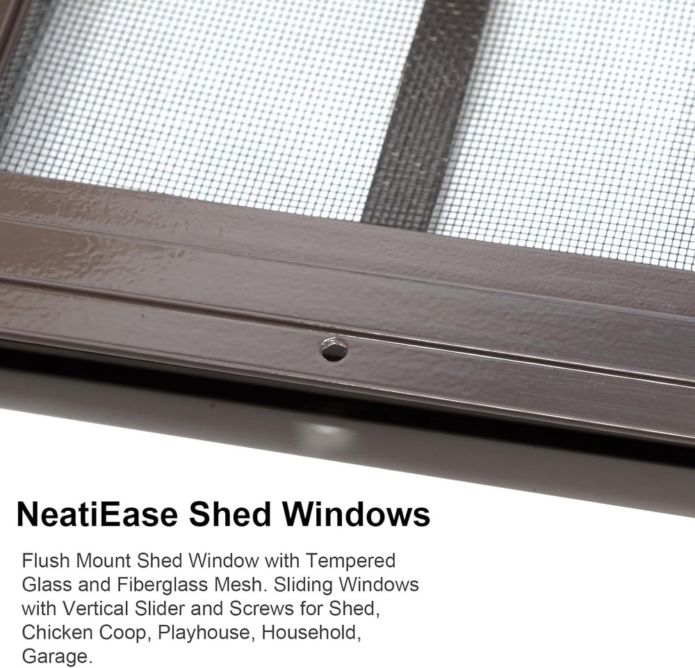 2 Pack Shed Windows with Black Frame, 24x36 Flush Mount Small Window with Tem...