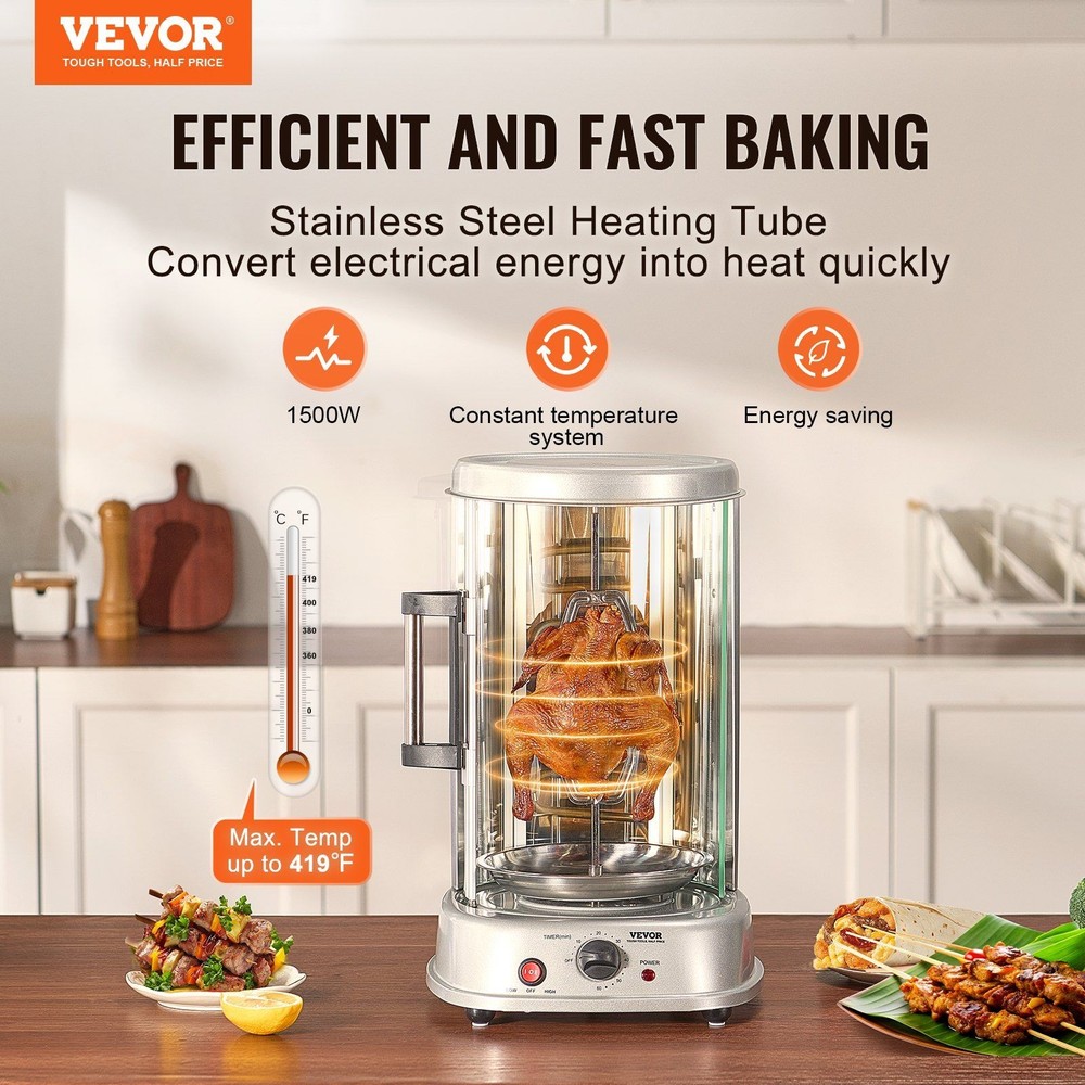 Compact Rotisserie Machine with Powerful Heating and Stable Operation