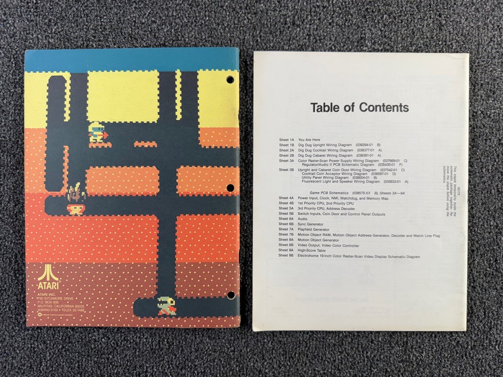 Atari Dig Dug Arcade Video Game Manual Schematics ORIGINAL