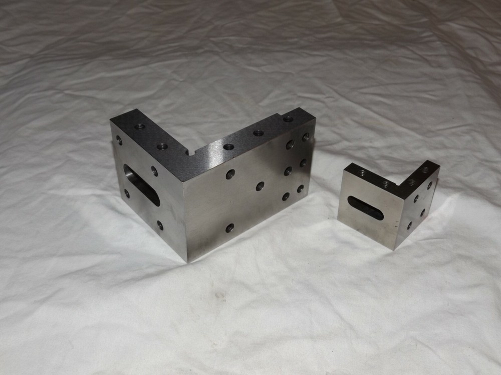 2 Angle Blocks with Threaded Holes Precision Machinist Hardened Angle Plates