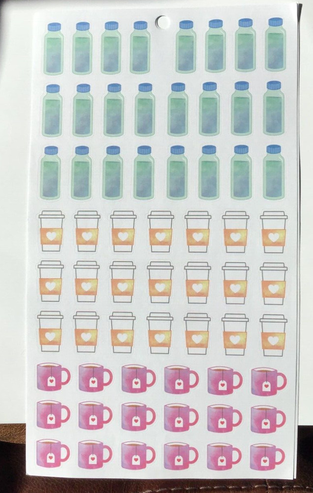 STUDENT ORGANIZER PLANNER STICKERS  COFFEE BEVERAGES WATER BOTTLES *