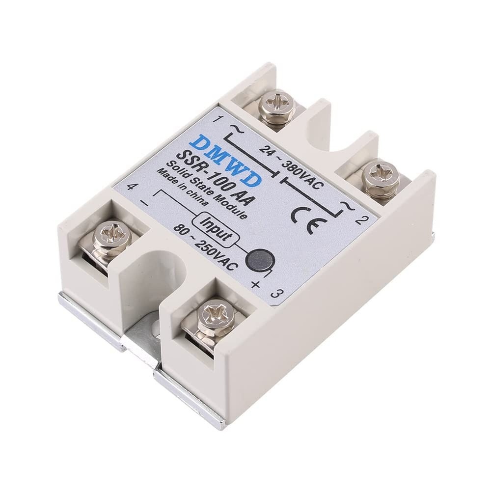 SSR-100AA Solid State Relay AC to AC (Input 80-250V AC Output 24-380V AC) wit...
