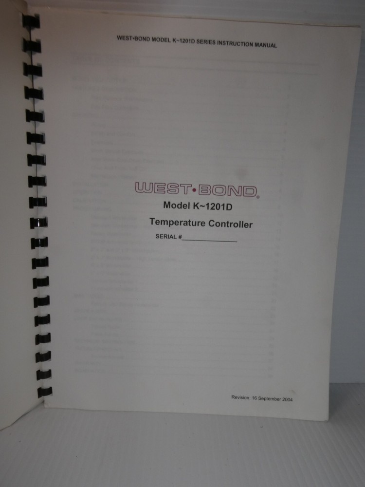 West Bend Model K-1201D temperature Controller Instruction Manual