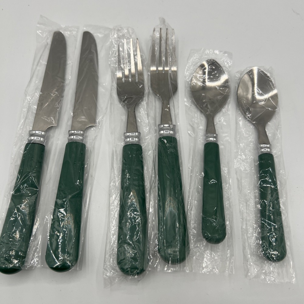 6 pc Gibson Flatware Set - 2 Teaspoons, 2 Dinner Forks, 2 Knives Holiday Charm
