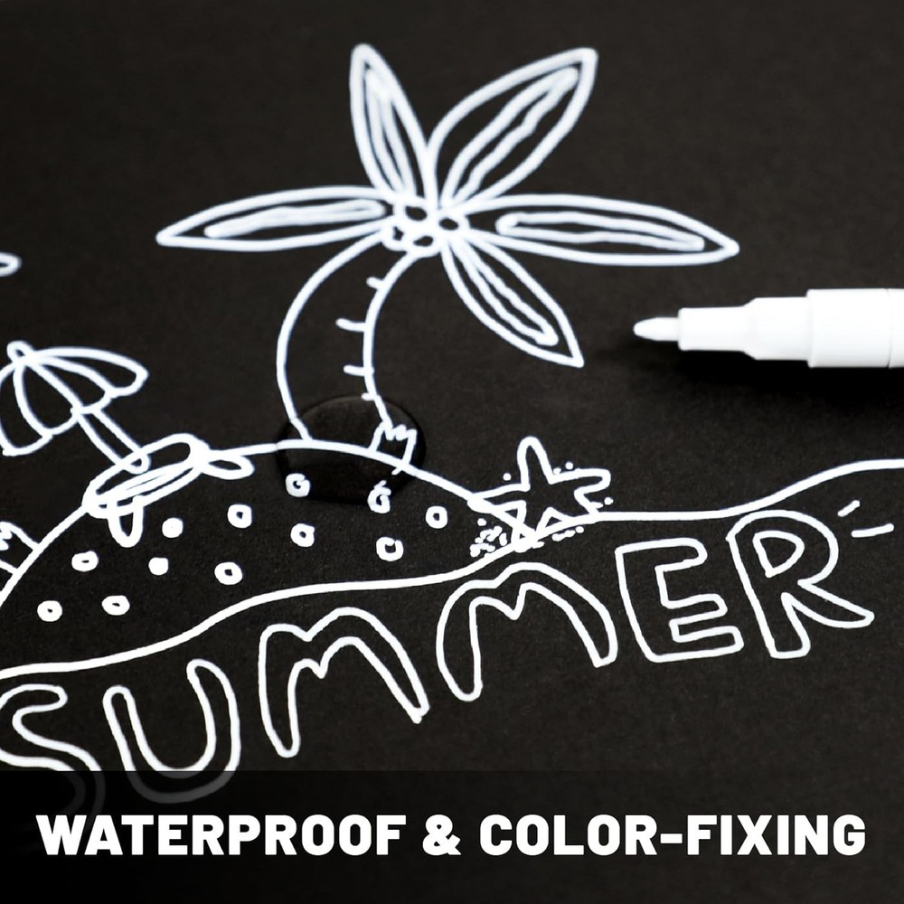 6-Pack Water-Based White Paint Markers for Multi-Surface DIY Crafts
