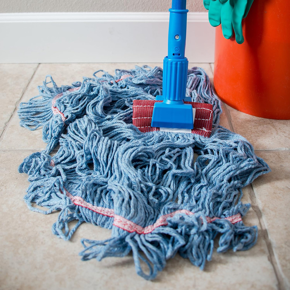 369454B14 Looped-End Mop Head with Red Band, Large, Blue