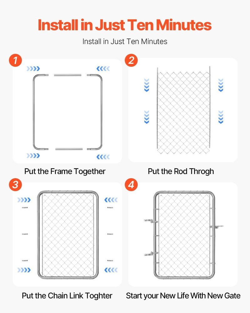 Rust-Resistant 32x46 in Adjustable Chain Link Fence Gate for Security & Style