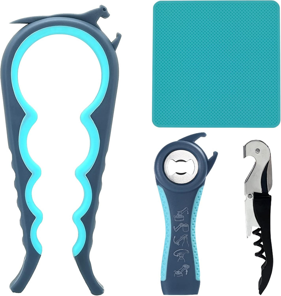 Otstar 6-In-1 Jar Opener & Bottle Opener Set for Weak Hands - Multi-Function Kit