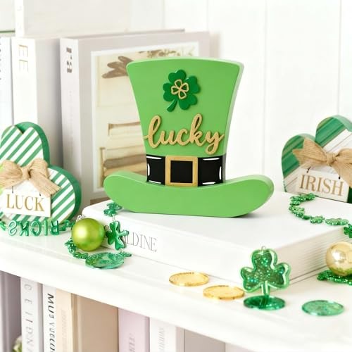 St Patrick's Day Decorations for Table, Wooden St Patrick's Day Hat Medium