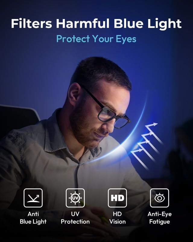 Blue Light Blocking Glasses - Lightweight Acetate Frame, 99% Filter 99%