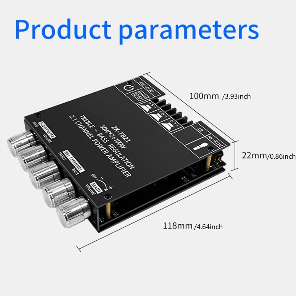 Power Amplifier Board with Bluetooth 5.0 2.1 Channel Mini Audio Amplifier Module