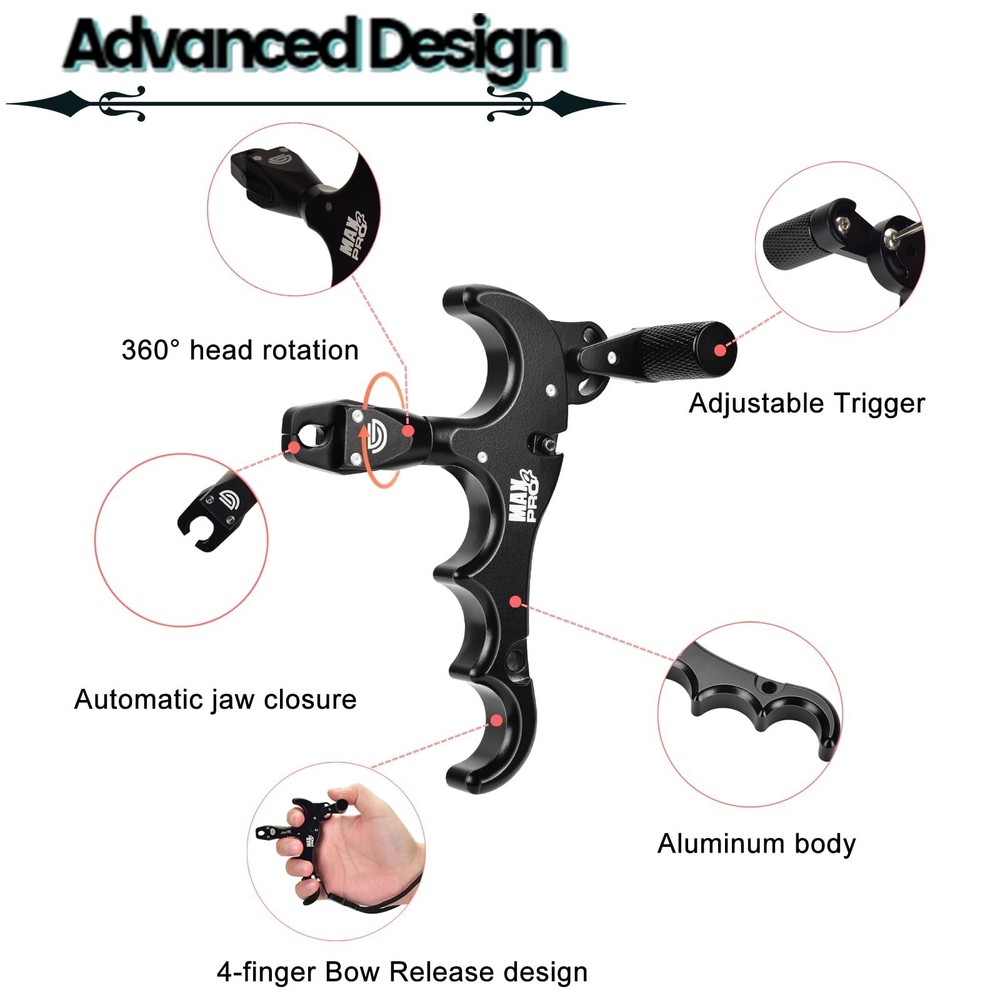 DD Bow Release Archery Release 360° Rotatable Thumb Release for Compound Bo