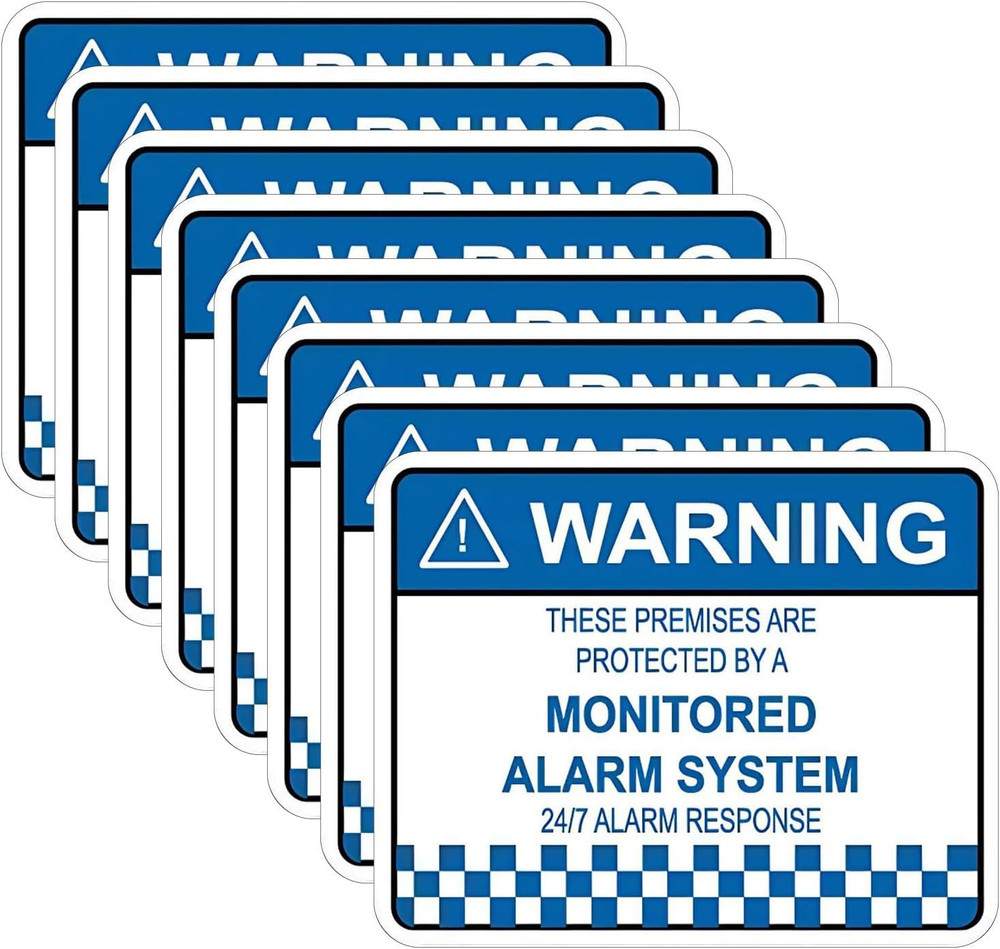 8Pcs Security Alarm System Sign for Home,Waterproof Warning Security Stickers Mo