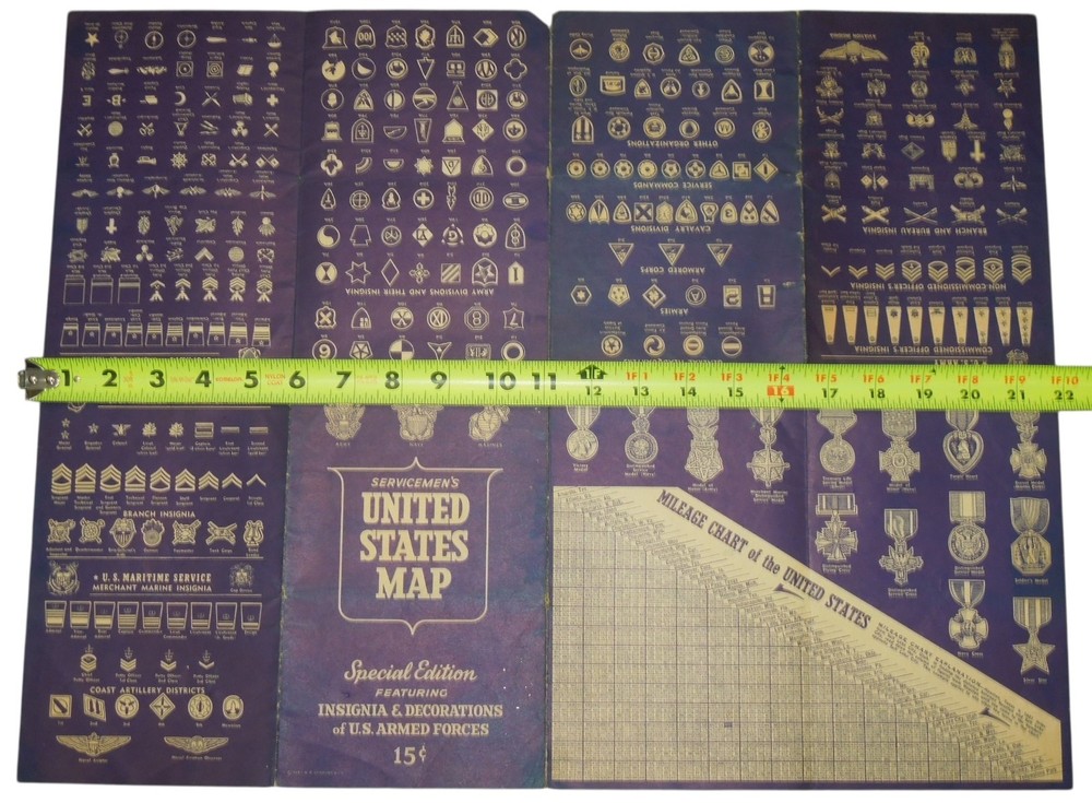 Original WWII US Army Servicemen's US State Map