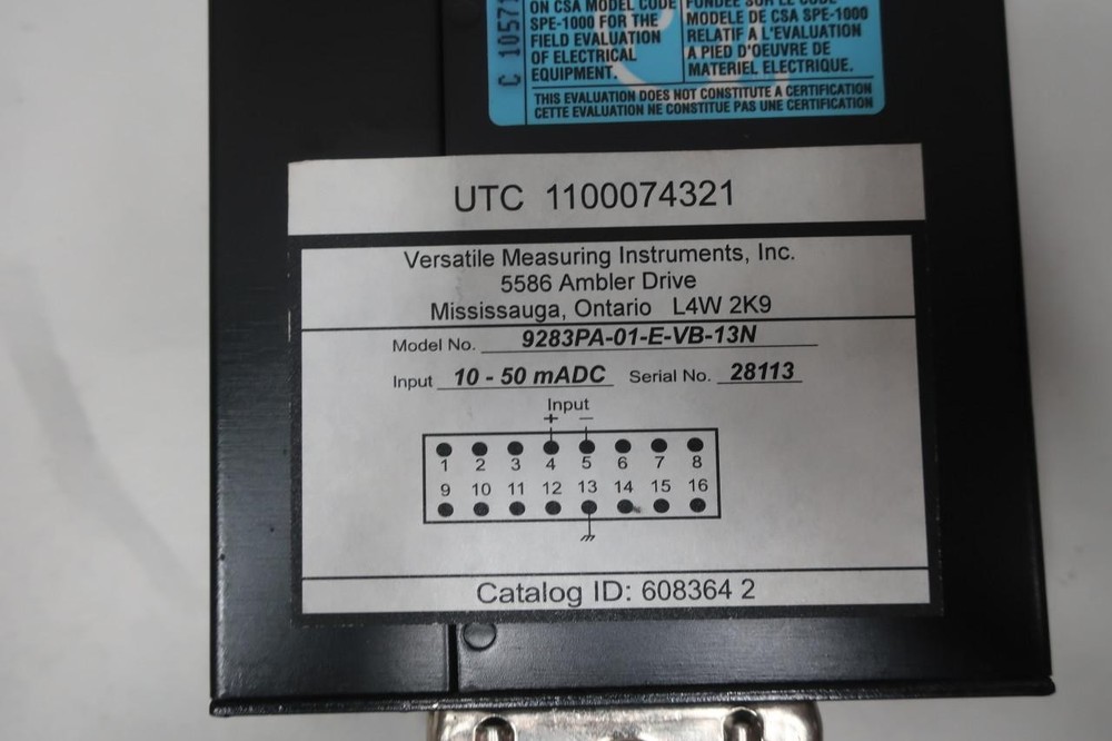 Versatile Measuring Instruments 9283PA-01-E-VB-13N Panel Thermometer 10-93c