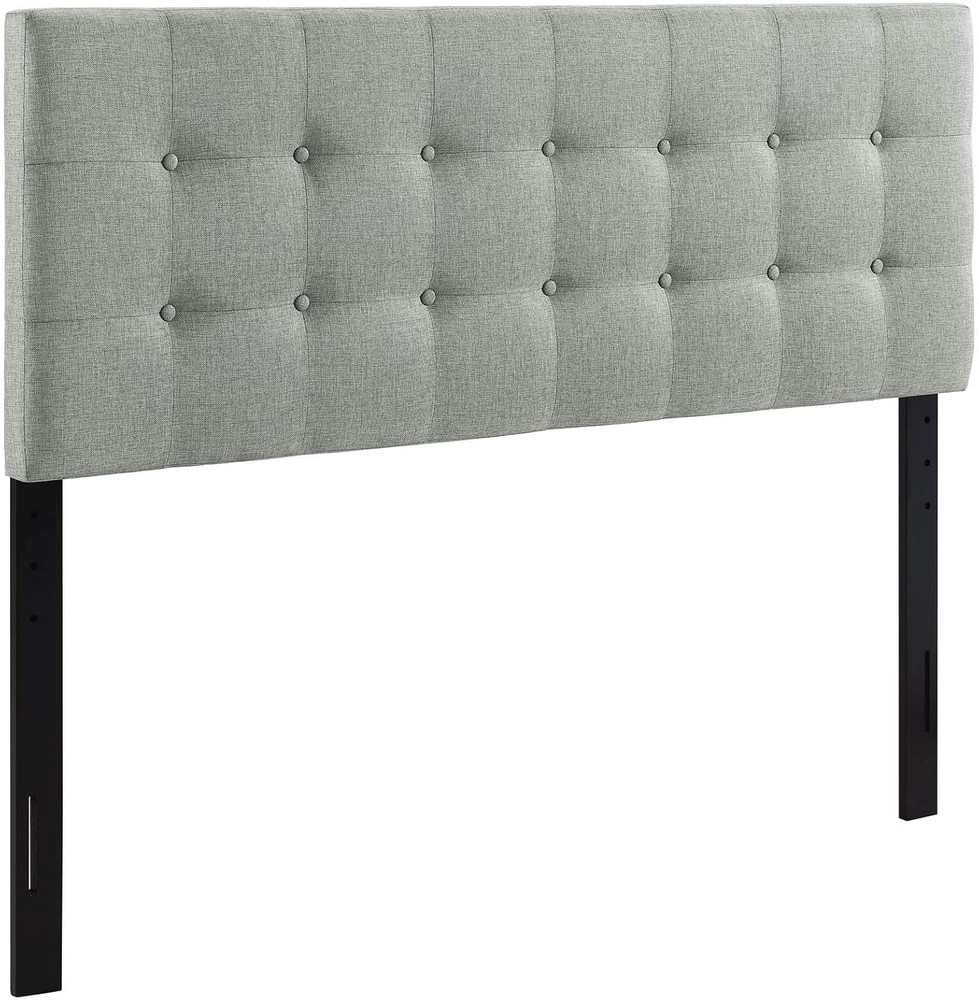 Gray Tufted Linen King Headboard - Elegant Upholstered Design